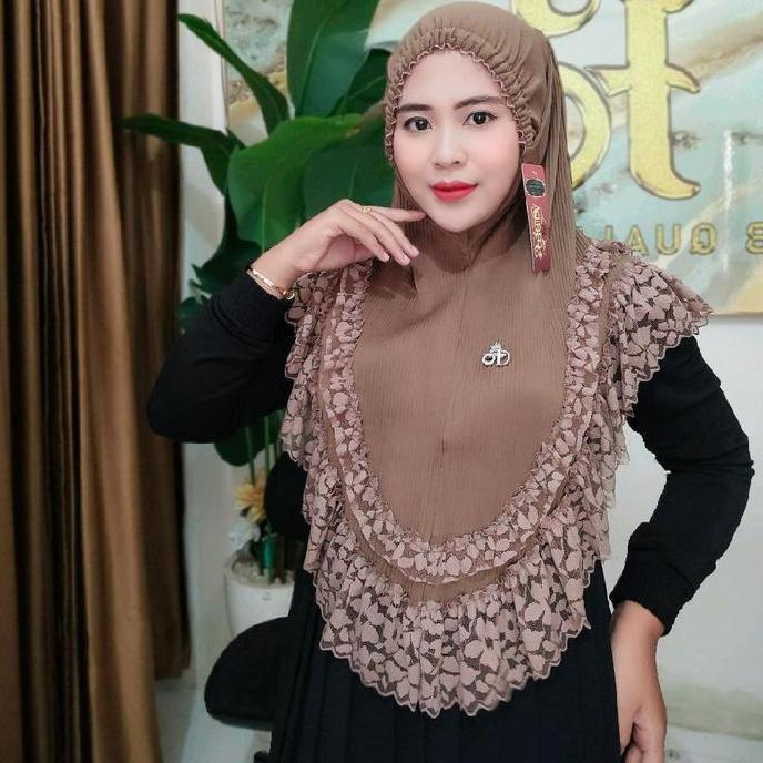 Terpopuler- Hijab Fo Alena Jersey Barbara Plisket Renda Mewah Muslim