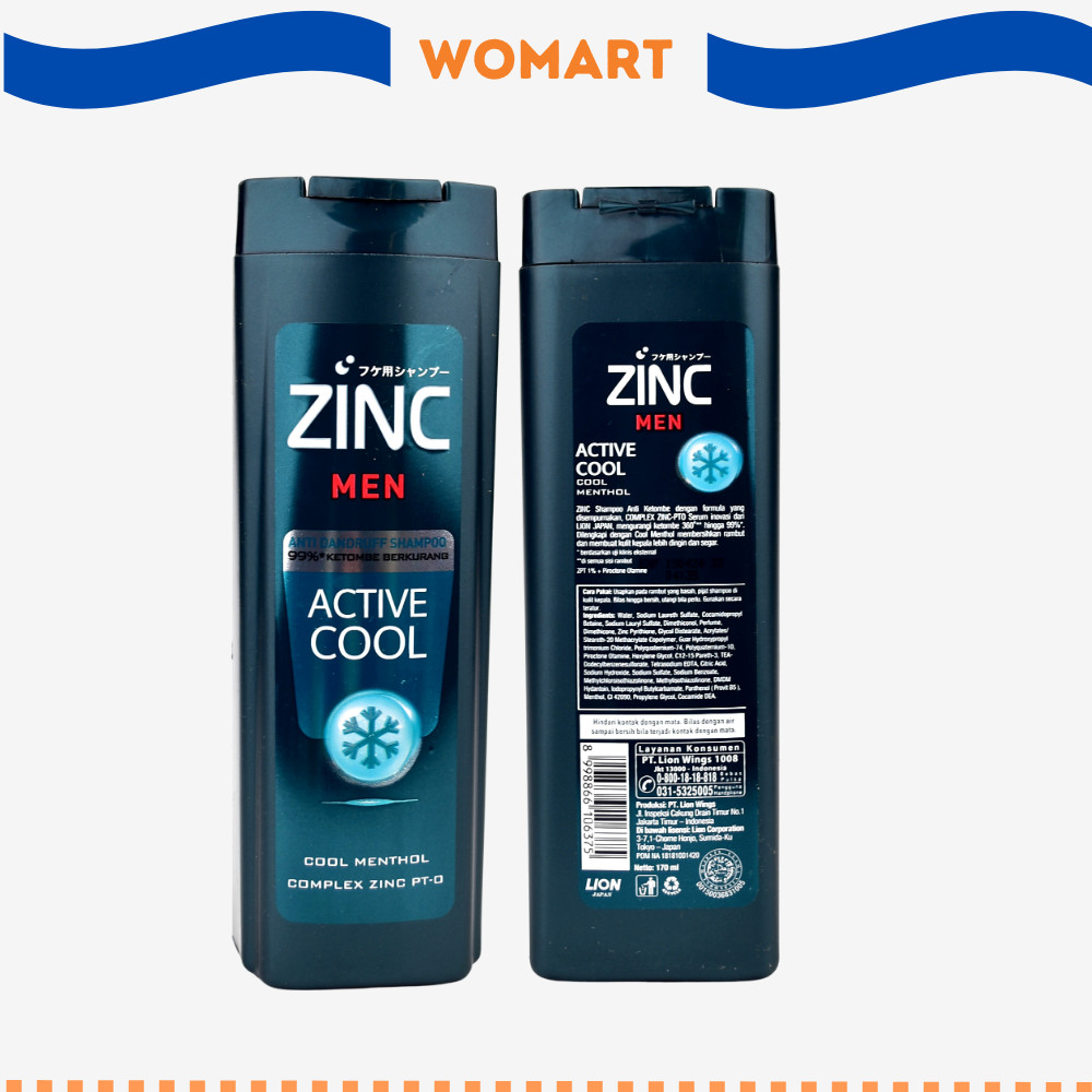 Sampo Zinc Men Active Cool Shampoo - 170 Ml Womart