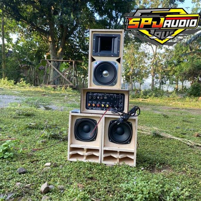 Paket Sound Miniatur Fullset Box CBS DOUBLE 4Inch dan Line Array 4  Inch Plus Speaker Lengkap Amplif