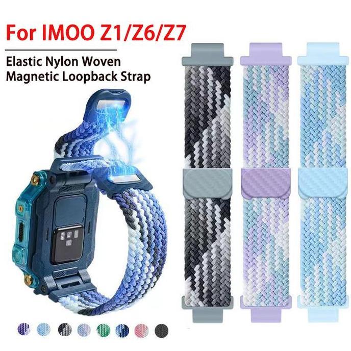 Nylon Tali + Case For Imoo Z1 /  Imoo Z6 /  Z7 Elastic Nylon Woven Strap  For Imoo Watch  Magnetic L