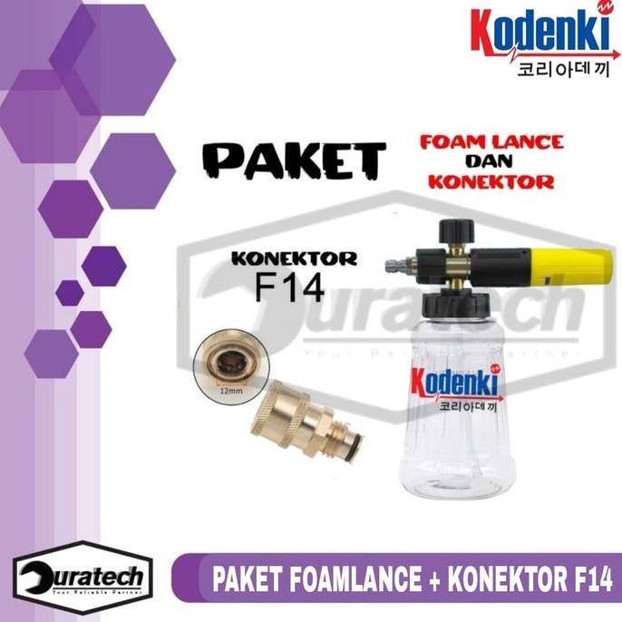 Paket Botol Salju Foam Lance Jet Cleaner Dan Connector High Preasure Foamlance Quick Release 1/4 Inc