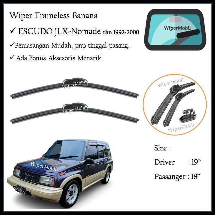 TERLARIS WIPER FRAMELESS MOBIL SUZUKI ESCUDO JLX NOMADE 92 1993 1994 1995