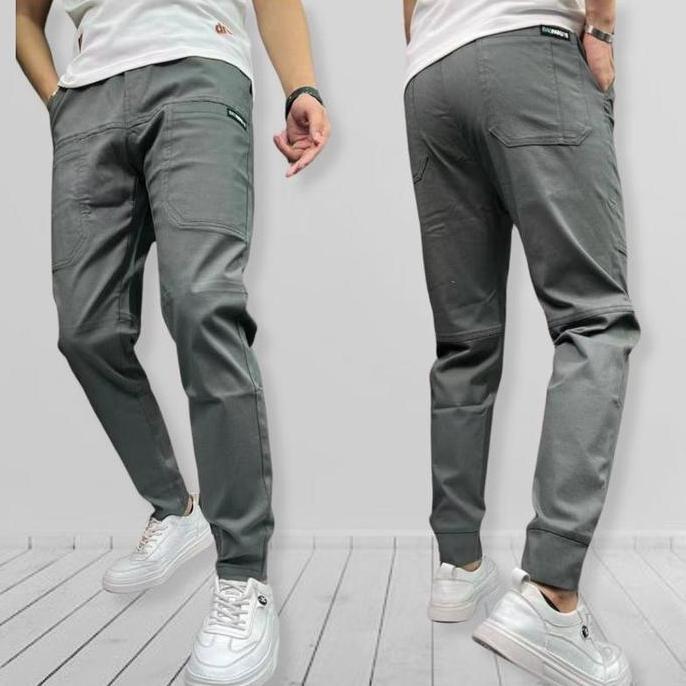 Celana Jogger Pria Khaki Luxor HQ1 Stylish & Nyaman Dipakai.  Fit Kain Katun Slim Panjang Hitam Casu