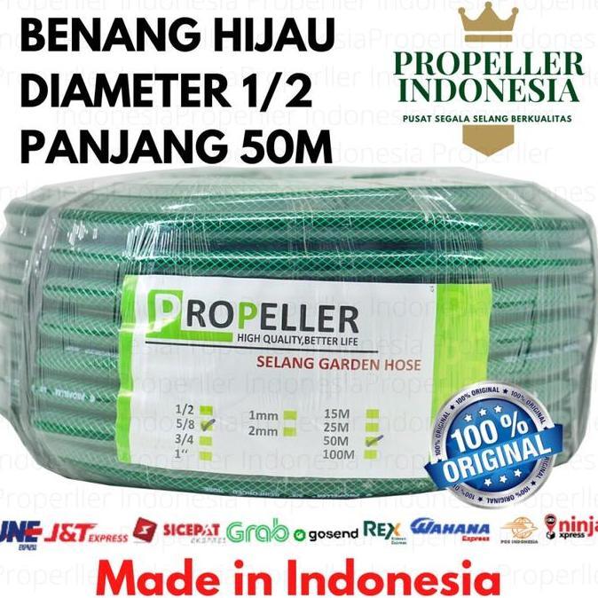 Selang Air Hijau Benang 50Meter PROPELLER 1/2 / Selang Air Anti Lumut