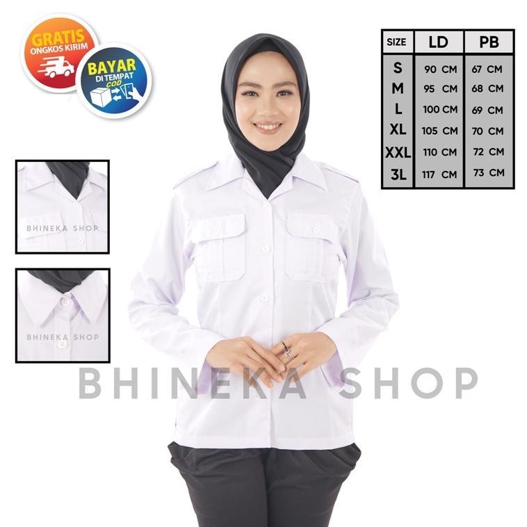 BEST SELLER KEMEJA PUTIH PDH WANITA BAJU DINAS PUTIH WANITA SERAGAM PUTIH PDH WANITA