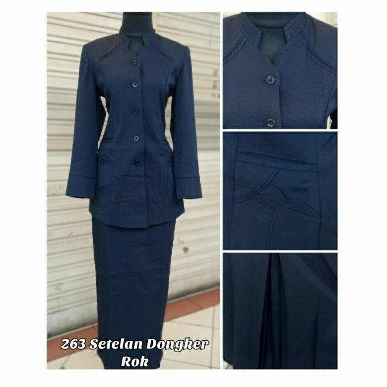 BEST SELLER SETELAN BAJU SERAGAM KERJA BIRU DONGKER GURU WANITA KEREN  READY SET ROK & CELANA