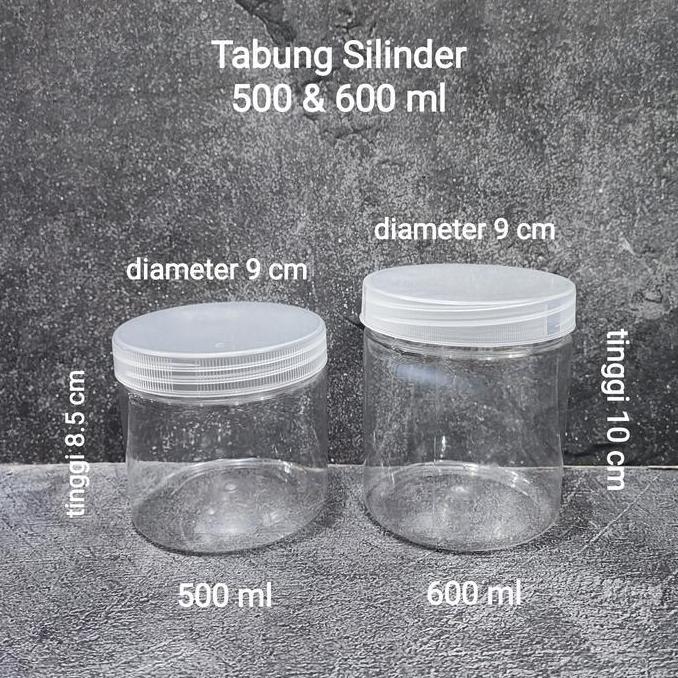 rio_paquito - toples tabung silinder 500 - 600 ml per 10 pcs plastik pet cylinder