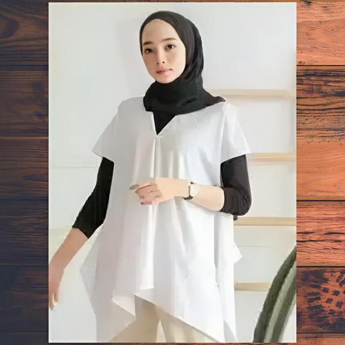 Atasan Blouse Kaftan Polos Wanita Terbaru Kaftan Pendek Termurah Free Belt Fit Muslim
