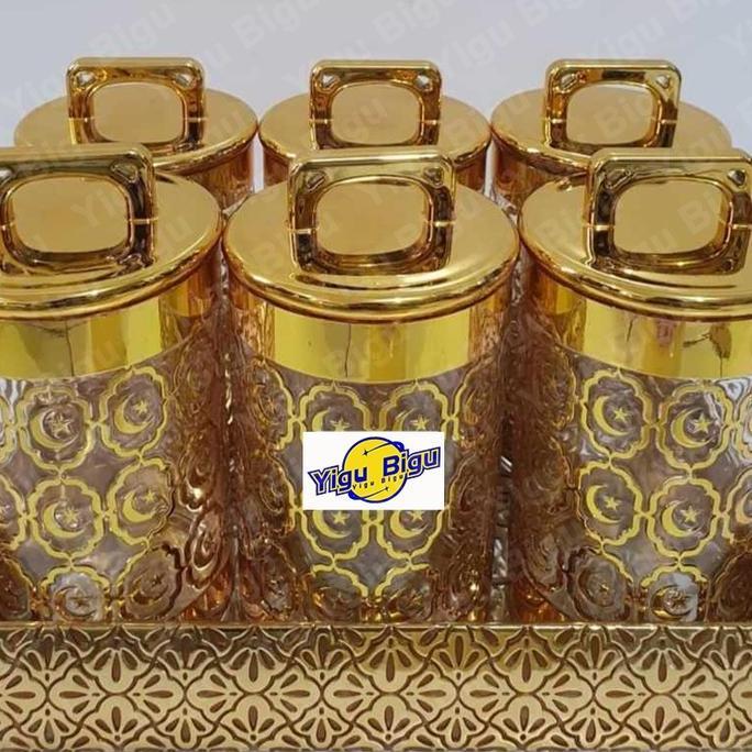 Banyak Stok  Toples Lebaran Set Mewah Kristal/toples Gold/toples Mewah/toples Kristal Mewah Gold Jum