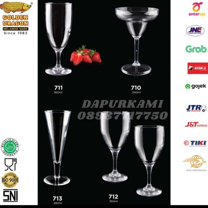Gelas golden dragon 711 Gelas tinggi / gelas wine plastik (isi 6 pcs)