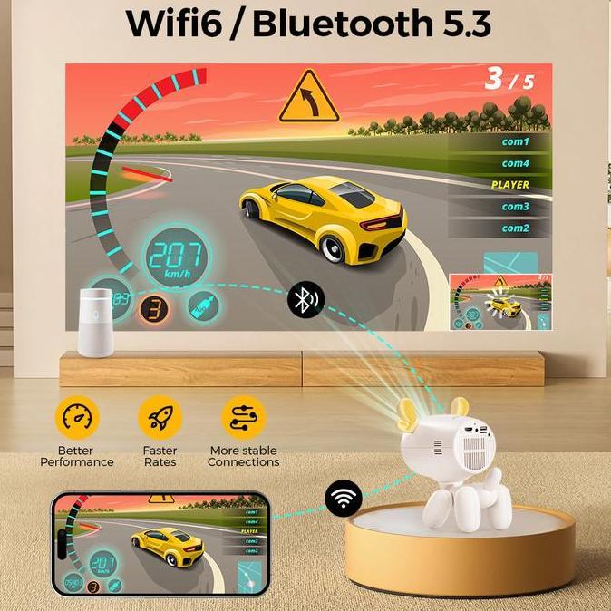 Terpopuler- Isinbox Is08 4K Proyektor 2+16G Android 13 Smart Mini Projector, Bt5.3 400Ansi Hdmi Scre