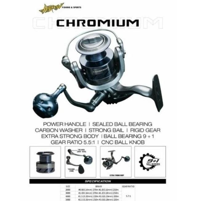 Reel Pancing Laut Harrow Chromium 2000 3000 4000 5000 6000 PH Seal BB
