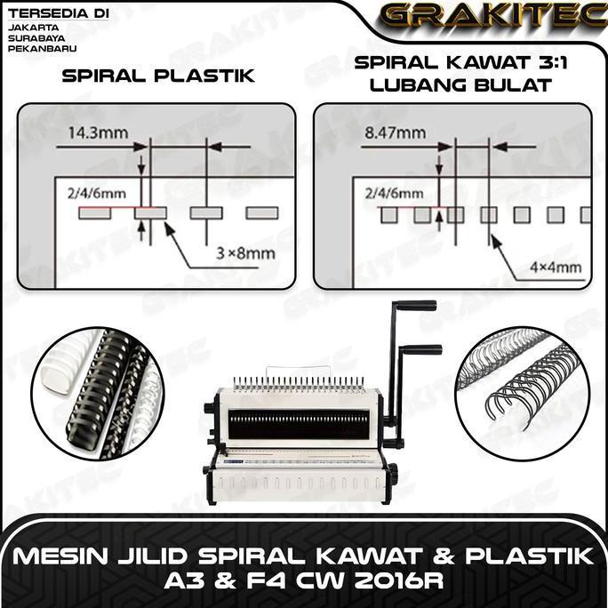 Sale Grakitec Mesin Jilid Spiral Cw2016R Kombinasi Kawat 3:1 Bulat  & Jilid Spiral Plastik Premium G