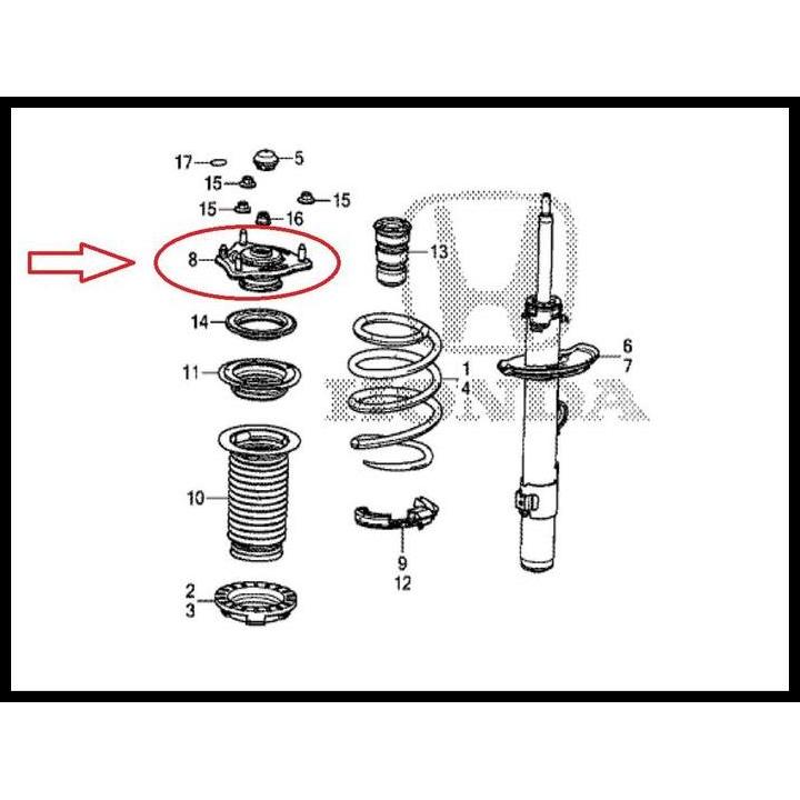 TERBARU MANGKOK KARET SUPPORT SHOCK BREAKER DEPAN HONDA CRV TURBO RW GEN 5 ORI