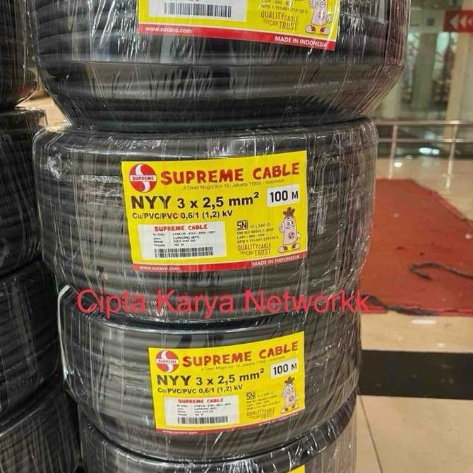 Promo Kabel Supreme Nyy 3x2,5 MM / Supreme Nyy 3x2.5 100m Engkel Hitam / NYY 3X2.5 MM SUPREME / NYY 