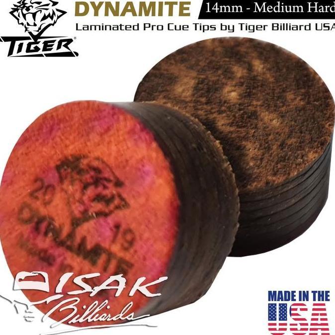 Dynamite Cue Tip by Tiger USA - 14 mm Layer Kepala Stick Billiard Pool