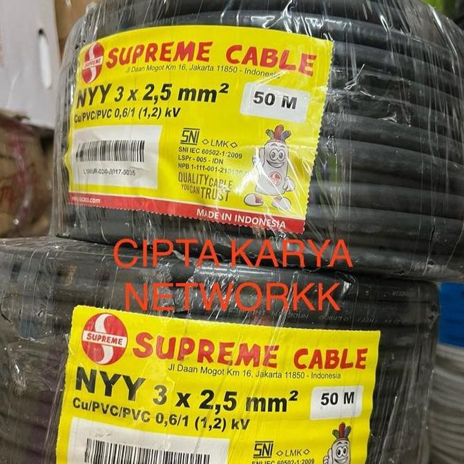 Promo Kabel Supreme Nyy 3x2,5 mm / Nyy 3x2.5 mm Supreme Engkel Hitam / NYY 3X2.5 MM SUPREME NYY 3X2,