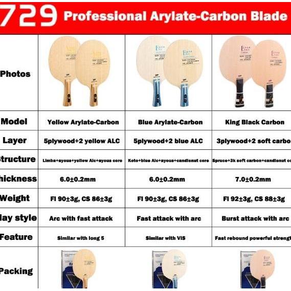 Friendship 729 Arylate Carbon Table Tennis Blade Racket Bat