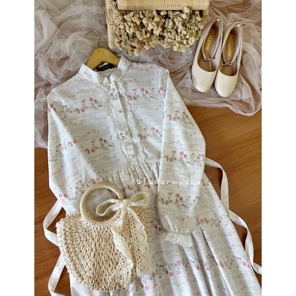 terbaru mysha iwearmysha emily dress :  angelic broken white gamis motif bunga vintage korean style 