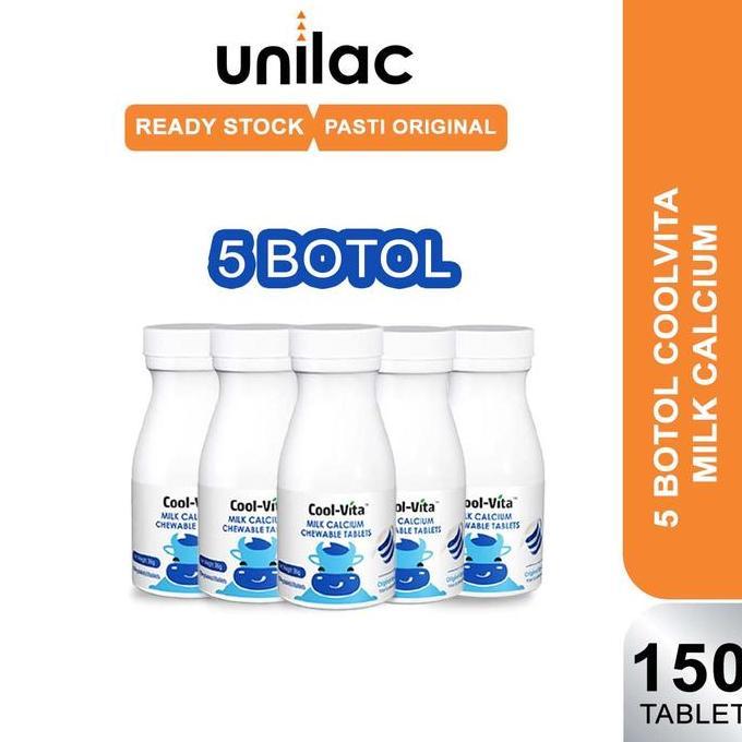 Cool-Vita Milk Calcium Kunyah Paket Isi 5 Botol - Coolvita Kalsium Peninggi Badan | Cool Vita Pening