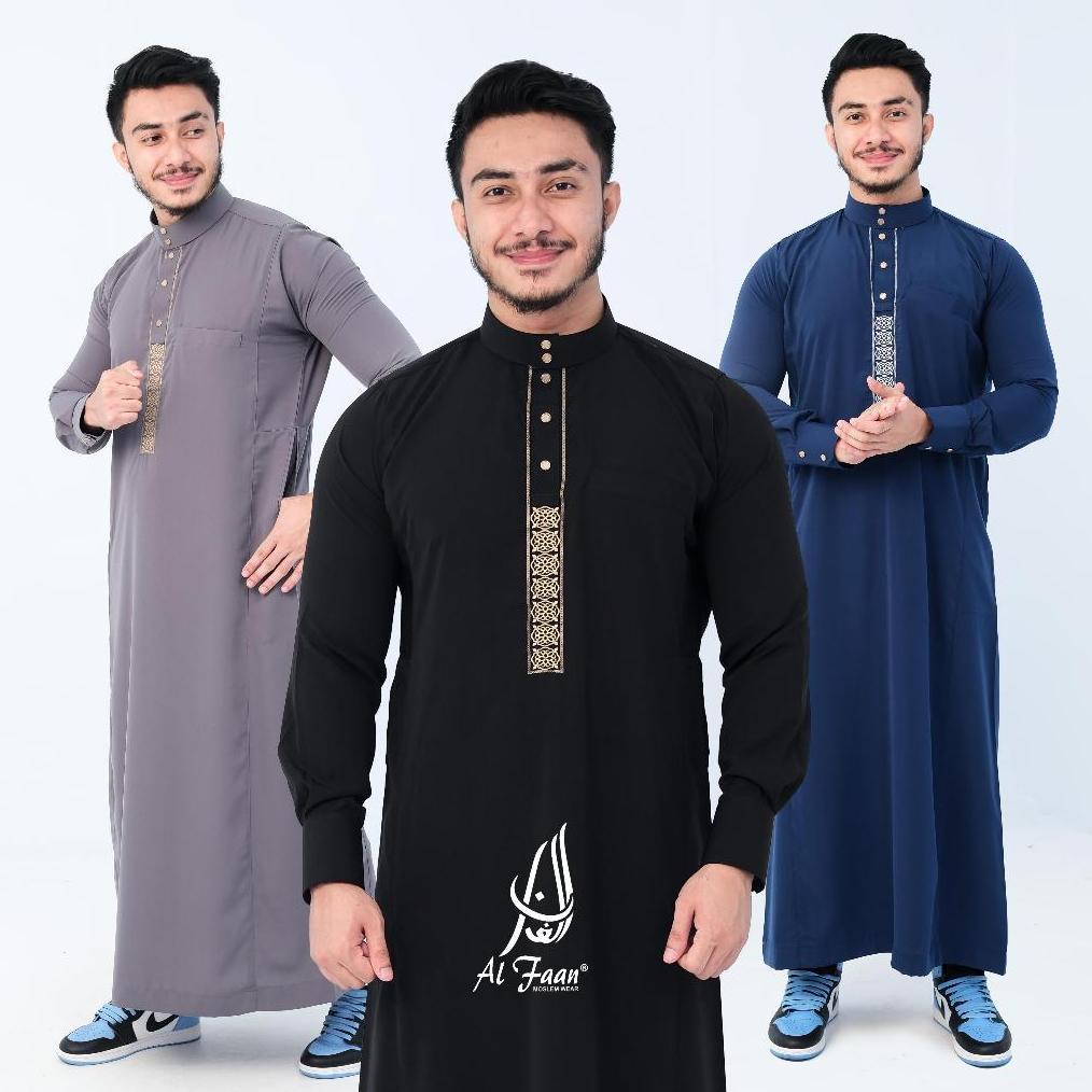 PREMIUM JUBAH GAMIS SLIMFIT PRIA BORDIR JUBAH PRIA MUSLIM GAMIS PRIA PANJANG MANSET KANCING BORDIR J
