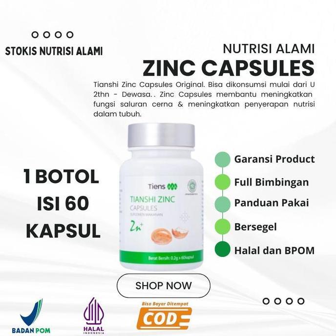 Tiens Zinc Capsules - Tianshi Zinc Capsules - Suplementasi Zinc untuk Anak dan Dewasa