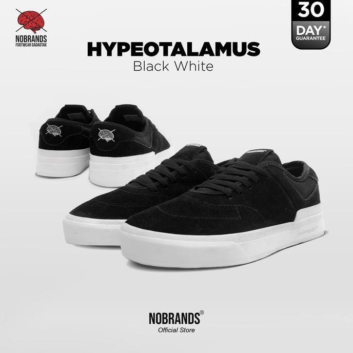 Kets- Sepatu Nobrands Footwear Hypotalamus Black White Casual Sneakers Shoes Pria Hitam Putih Suede