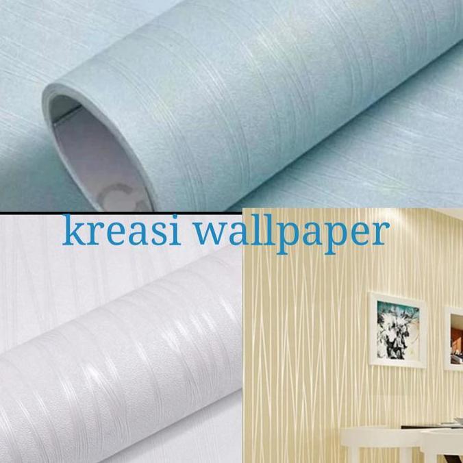 Cat- Wallpaper Dinding Sticker Salur Putih Emas Polos Premium