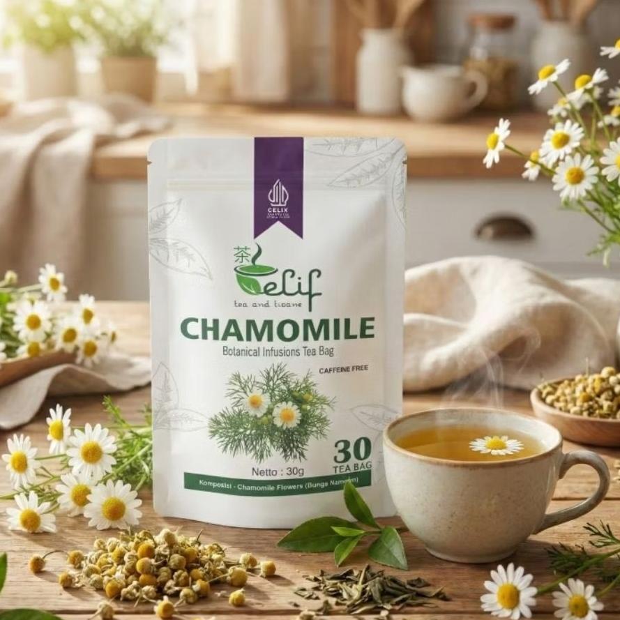 ELIF TEA AND TISANE Chamomile Tea - 30 Tea Bag | Teh Insomnia Susah Tidur GERD Asam Lambung | Teh Bu