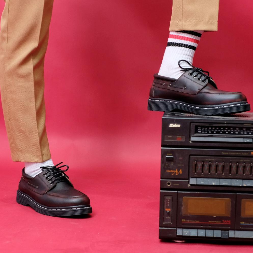 PREMIUM AZCOST - Sepatu Boots Pria Zapato Burgundy