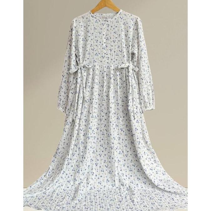 Viral  Aurora Dress Busui Crinkle Motif Bunga Maxi Midi