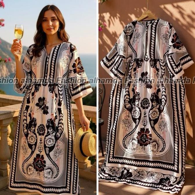 Termurah Midi Azura Queen Rayon Premium Adem Kekinian Dress Midi Wanita Terbaru Busui Motif Ibu Nyam