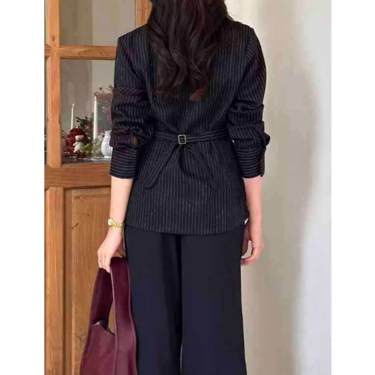 Hot Sale Esme Blazer - Fitted Stripe Shirt Blazer Semi Wool Atasan Wanita Lengan Panjang Blazer Form