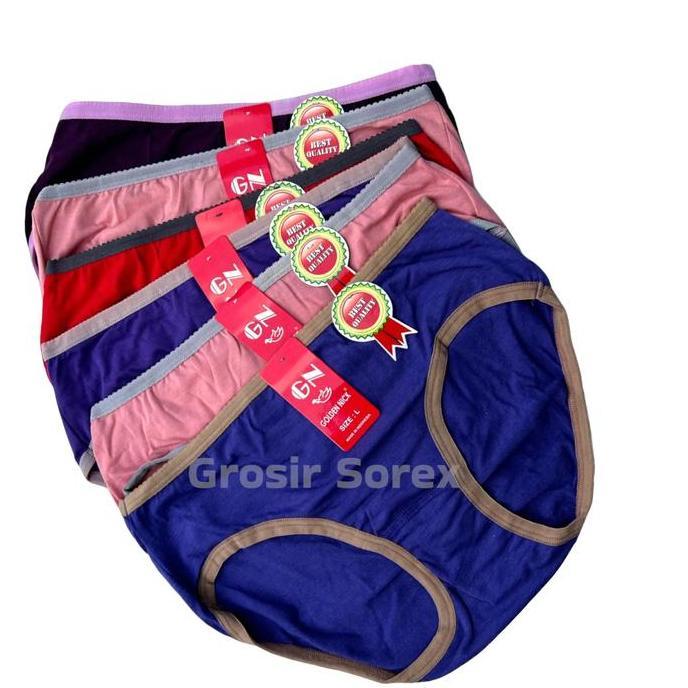 6Pcs Cd Golden Nick Celana Dalam Wanita Cewek Bahan Katun Model Mini Motif Polos