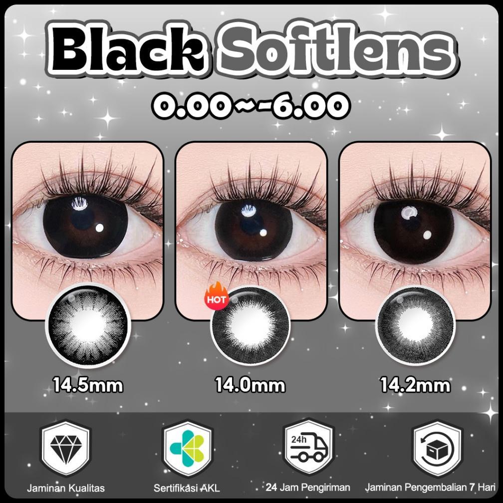 TERBARU [0.00~-6.00]MAGISTER SOFTLENS HITAM 14MM-14.5MM SOFTLENS MINUS