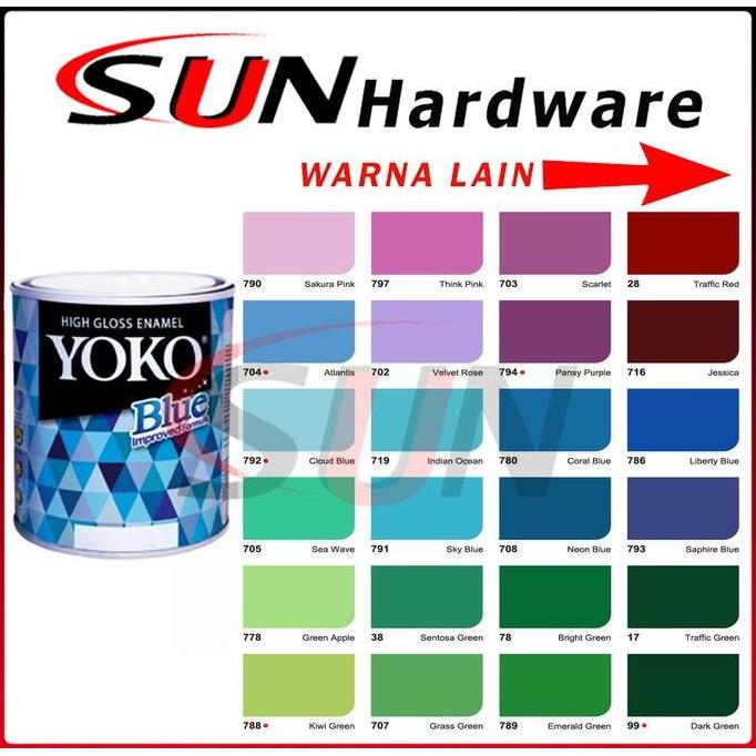 Cat- Cat Minyak Kayu Besi Plastik Yoko 0.7 L Hitam Putih Biru Hijau Coklat Gloss Matt Doff Mengkilap