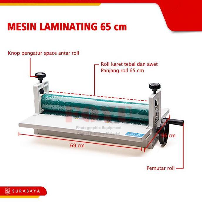 Mesin Laminating Cold Dingin Rangka Besi Lebar 65 Cm Roll