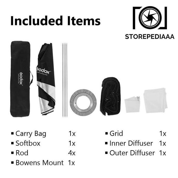 Instancodbisa- Godox Sb-Fw35160 Softbox With Grid 35X160Cm Bowens Mount Rectangle