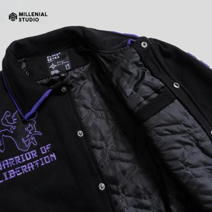 Boywings- Limited Varsity Jacket One Piece Luffy Black Purple Sun God Nika | Jaket Baseball Bordir O