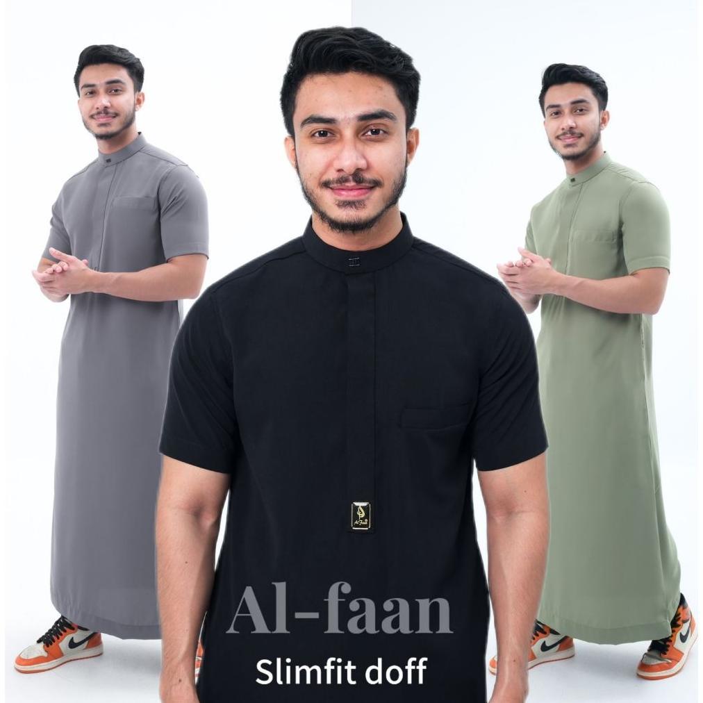 ORIGINAL JUBAH PRIA SLIMFIT PENDEK GAMIS PRIA JUBAH MUSLIM PRIA LENGAN PENDEK JUBBA ALFAAN ALZAN GAM