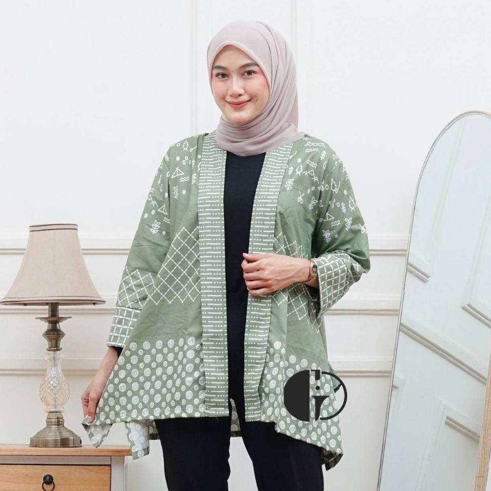 BIG PROMO Granito.id - Outer Sakura Batik polimikro Kondangan Seragam kerja / Formee Outfit / lengan
