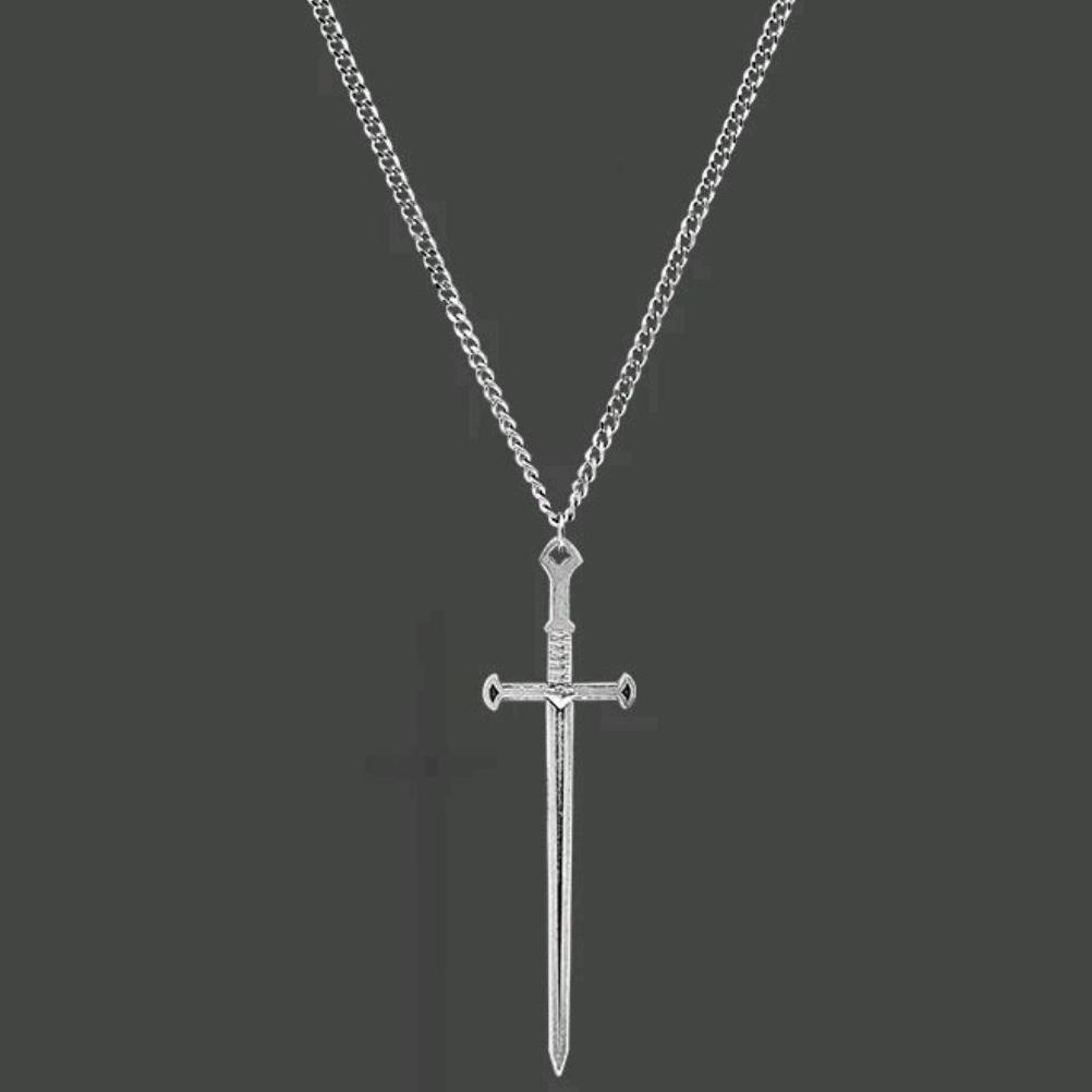 TERLARIS Kalung Titanium Pria Wanita Liontin Pedang Anti Karat