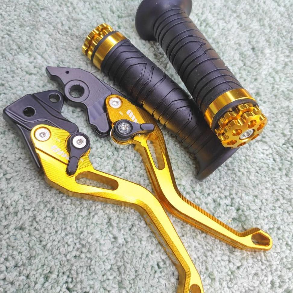 Paket 2in1 Handle Rem Vario 125/150 CBS ISS. Hendel Rem Sisik Vario Full CNC Plus Handgrip Jalu Ring