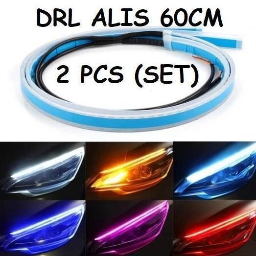 Lampu DRL LED Alis Fleksibel Slim 60cm running sein sen mobil motor 12 volt