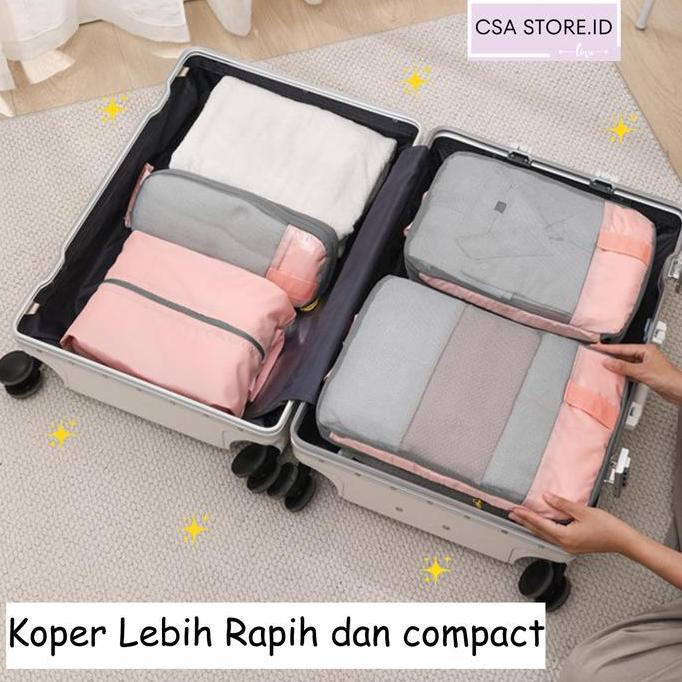 TERLARIS 4 Set Tas Kompresi organisator koper perjalanan, Set Tas Organisator pengepakan Baju perjal