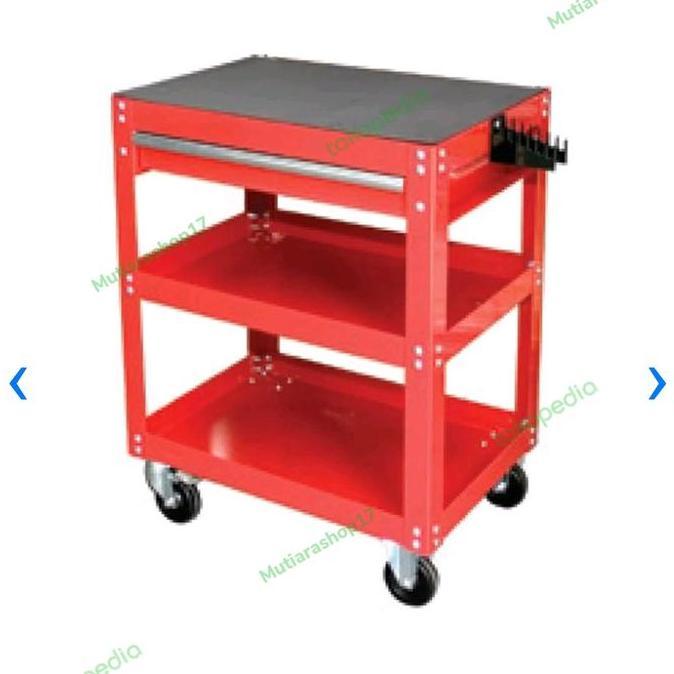 '+'+'+'+] troli bengkel Perkakas Tool Box Cabinet Trolley 1 drawer 2 rak besi