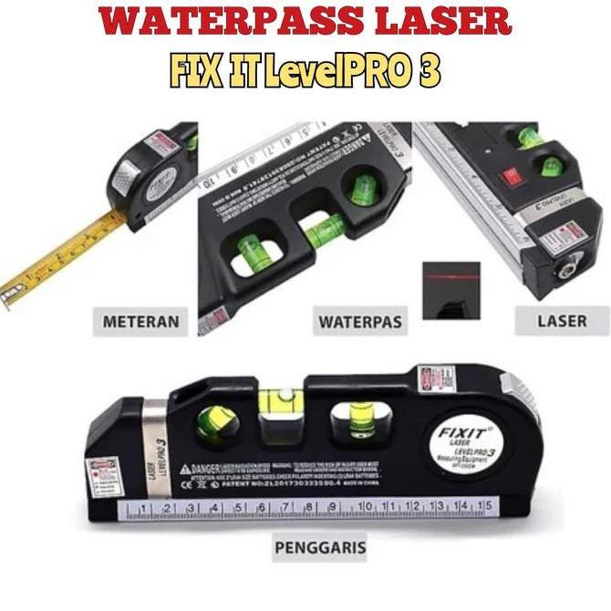DAGSSTOREE - ALAT UKUR WATERPASS LASER - METERAN WATERPAS LASER LEVEL 3PRO VERTIKAL HORIZONTAL - PEN