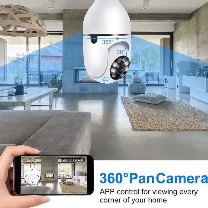 Instancodbisa- Eyesec Cctv Lampu V380 3Mp Kamera Cctv Wifi Lampu Cctv 360 Derajat Cctv Murah Lampu B