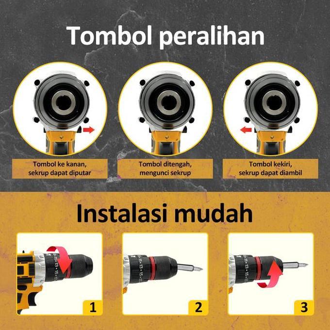 Supertool- Popic Mesin  Bor Baterai  Bor  Impact  Set  Bor  Listrik  Kotak  Peralatan  Multifungsi  