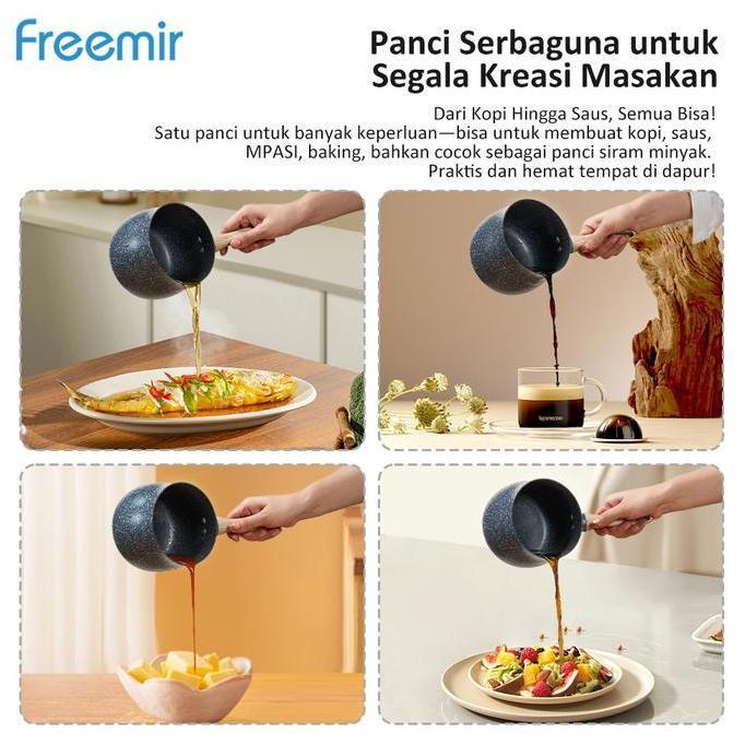 Instancodbisa- [Special Crehom] Freemir Panci Mini Gemoy Mpasi 12Cm Bahan Batu Granit Cekung Wajan A